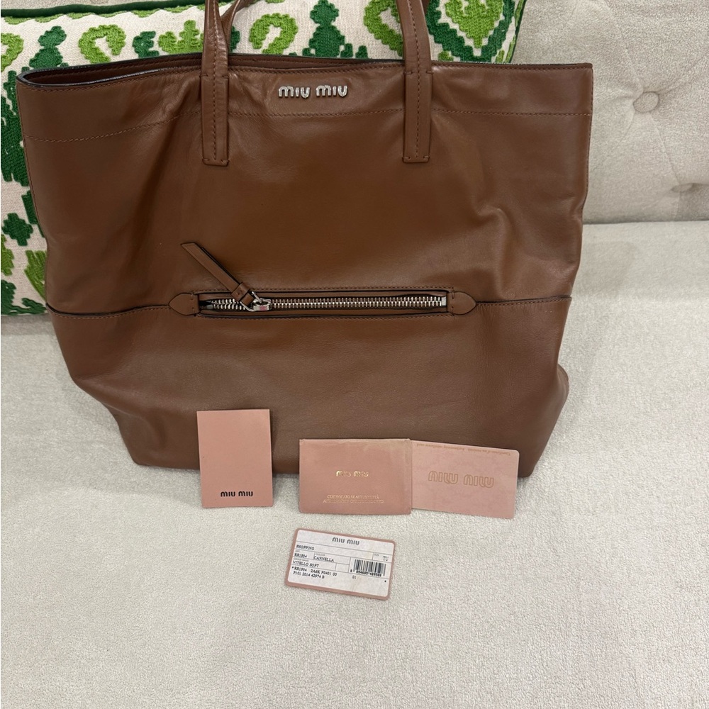 Miu Miu Tan Leather Men's Bag